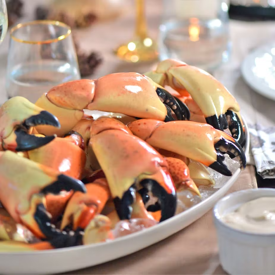 stone crab claws on plate